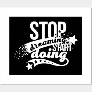 Stop dreaming start doing vector calligraphy quote. Motivational and inspirational slogan, quote, inscription. Hope for best, positive slogan. Posters and Art